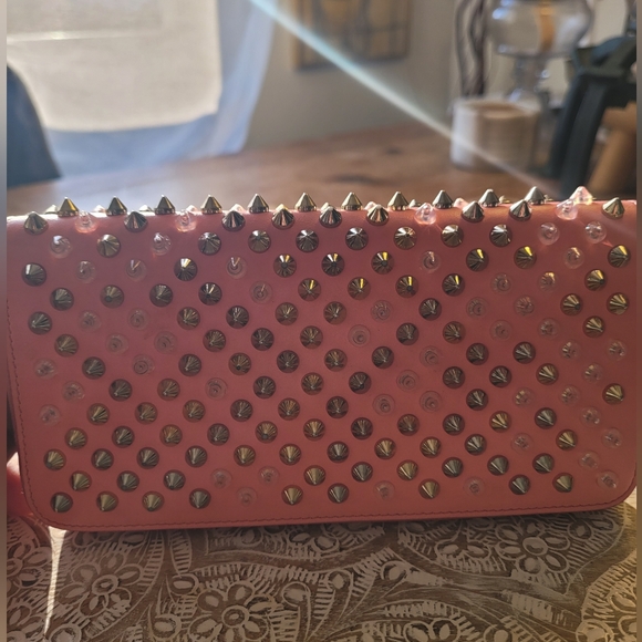 Christian Louboutin Pink Leather Studded Long Panettone Zip Wallet - Picture 6 of 6